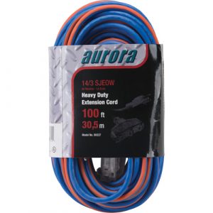 TPE-Rubber Extension Cord with Light Indicator, All-Weather, SJEOW, 14/3 AWG, 13 A, 3 Outlet(s), 100'